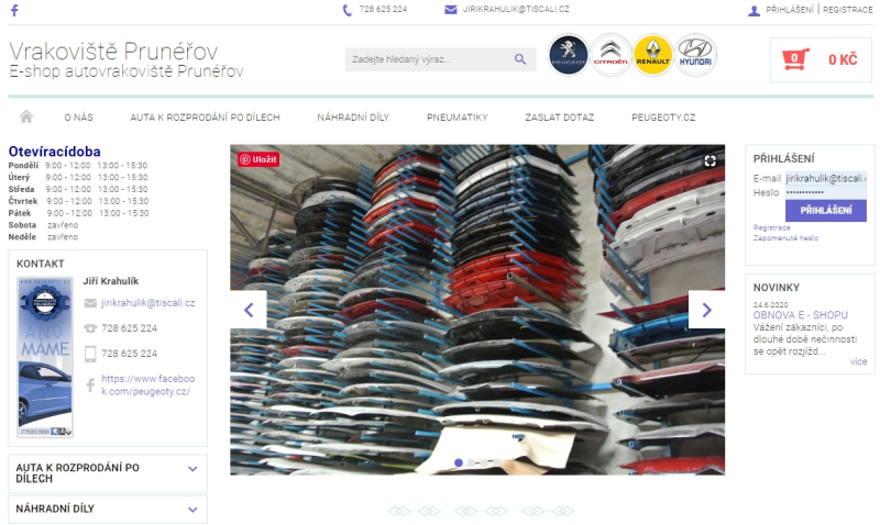 Vrakoviště Prunéřov - eshop